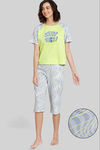 Zivame Optics Fun Knit Cotton Capri Set - Forever Blue — thumbnail 1